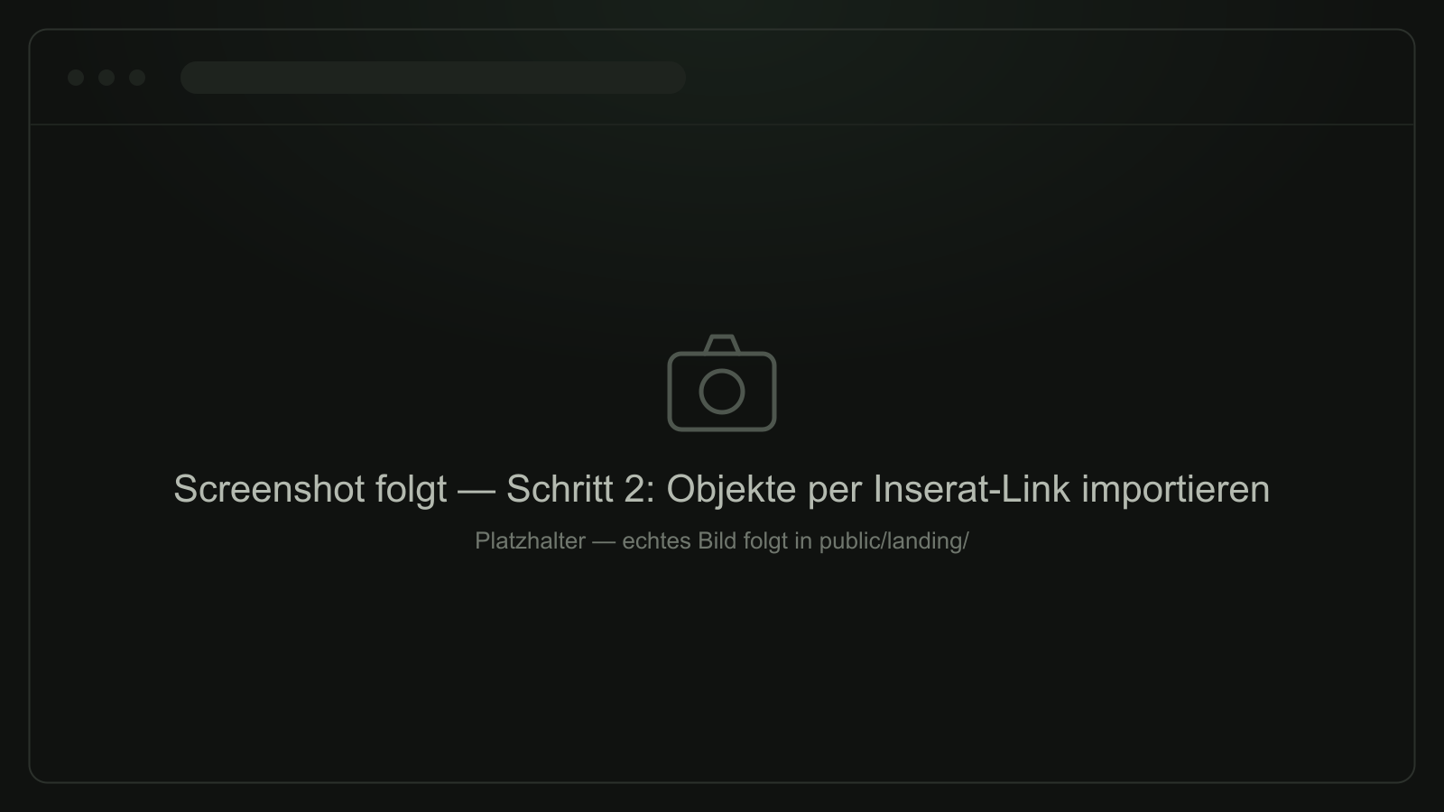 Screenshot: Objekt-Import per Inserat-Link